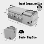 LIBZAKI Oversize 4 in 1 Car Trunk Storage Organizer, Multi Compartment Collapsible Trunk Storage Box with Cooler Bag for Car