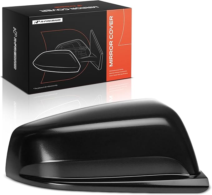 A-Premium Driver Side Rearview Mirror Cover Cap - Compatible with Chevrolet Malibu 2013-2015, Malibu Limited 2016 - Smooth Black, Without Turn Signal Hole
