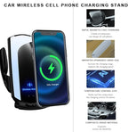 Wireless Car Charger, 15W Fast Charging Air Vent Mount Auto-Clamping Phone Holder, Automotive Electric Induction Charger 360° Rotating Magnetic Vent Mount Bracket for Smartphones (Black)