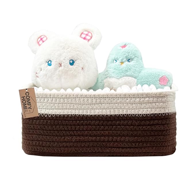 COMFY-HOMI 11.5"x7.5"x4.7" Storage Baskets for Organizing | Cotton Rope Woven Basket | Toy Storage Bin Box | Basket for Shelv