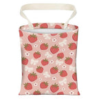 Cute Car Trash Can, Hanging Canvas Car Back Seat Organizer and Storage Bag, Funny Car Trash Bag for Travelling, Outdoor Cute Pink Strawberry
