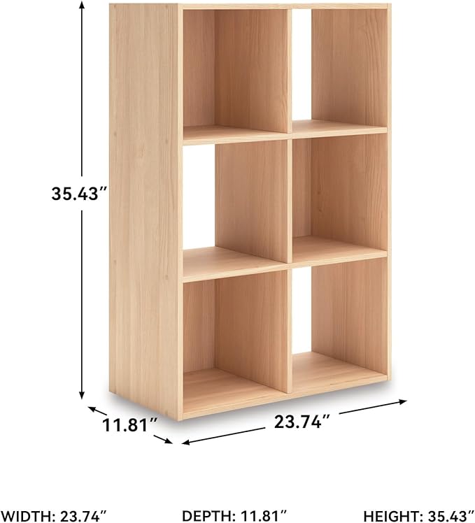 Signature Design by Ashley Piperton 3-Tier Floor Standing 6 Cube Organizer for Living Room, Wood, Works with 10.5" W x 10.5" 