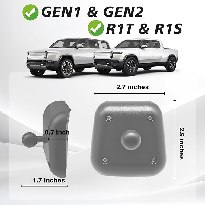 BestEvMod Seat Back Second Row Anchor 1/4 Screw Mount Phone Holder Tablet Compatible with 2022-2025 2026 Rivian R1T&R1S Backseat fits All Phones&Android 360° Adjustable (17mm Ball Joint Only)