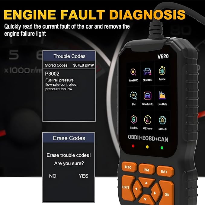 OBD2 Car Scanner Diagnostic Tool, V520 Vehicle OBDII/EOBD Code Reader, Enhanced Automotive Fault Code Reader Scanner