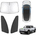 Karltys 3PCS Windshield Sun Shade for 2022-2025 Rivian R1T, Thickened Reflective Front and Side Window Sunshade Custom Fit Rivian R1T, Foldable Sun Visor UV Blocker Keeps Your Car Cool