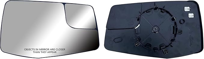 Replacement Passenger Right Side Door Mirror Glass Flat Heated with Convex Blind Spot Glass For Chevrolet Silverado and GMC Sierra 1500 from 2019 to 2023