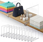 12 Pack Acrylic Shelf Dividers for Closet 11x7.9 Inch – Acrylic Dividers for Shelves Clear Closet Shelf Separators for Purses