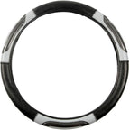 BDK Sporty Two Tone Ergonomic Grip Steering Wheel Cover - Carbon Fiber Grip for Standard Size Wheels 14.5-15 inch Gray/Black