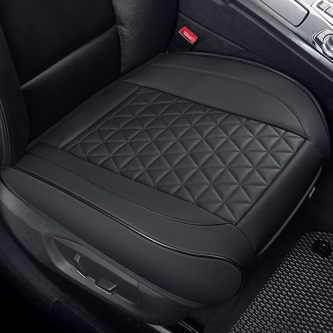 Black Panther Luxury Faux Leather Car Seat Cover Front Bottom Seat Cushion Cover, Anti-Slip and Wrap Around The Bottom, Fits 