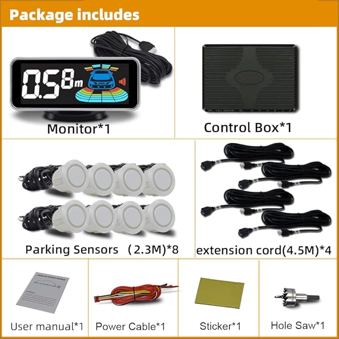 Backup Parktronic System Car Auto Vehicle Reverse with 8 Parking Sensors kit Distance Detection LCD Distance Display Sound Wa