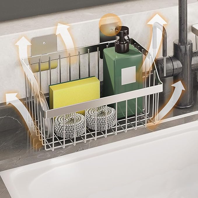 2PCS Hanging Storage Baskets Organizer Wall Mount, SUS304 Stainless Steel Wire Storage Bin Rack for Kitchen Bathroom Shower S
