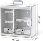 Glosen Medicine Cabinet Locking Medicine Cabinet Wall Mounted【 Silver 13.6 x 13.4 x 6.5 Inch 】 Portable Storage Container Big