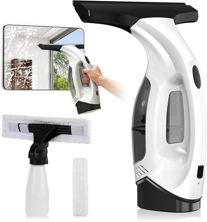Window Vacuum Squeegee Cordless, Electric Window Cleaner Tool with Water Collection Tank, Window Cleaning Kit Shower Squeegee