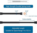 TYRON Small Tension Curtain Rod Adjustable 7 to 10.5 Inch, Short Mini Window Spring Curtain Rod, Suitable for kitchen, Front 