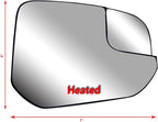Replacement Passenger Right Side Mirror Glass Heated with Blind Spot Glass and Back Plate for Ford Transit Connect from 2014 to 2023