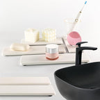 NiuYichee 2 Pcs Water Absorbing Stone Trays, Kitchen/Bathroom Sink Soap Dish, Diatomite Tray Used for Hand Soap & Cosmetic Bo