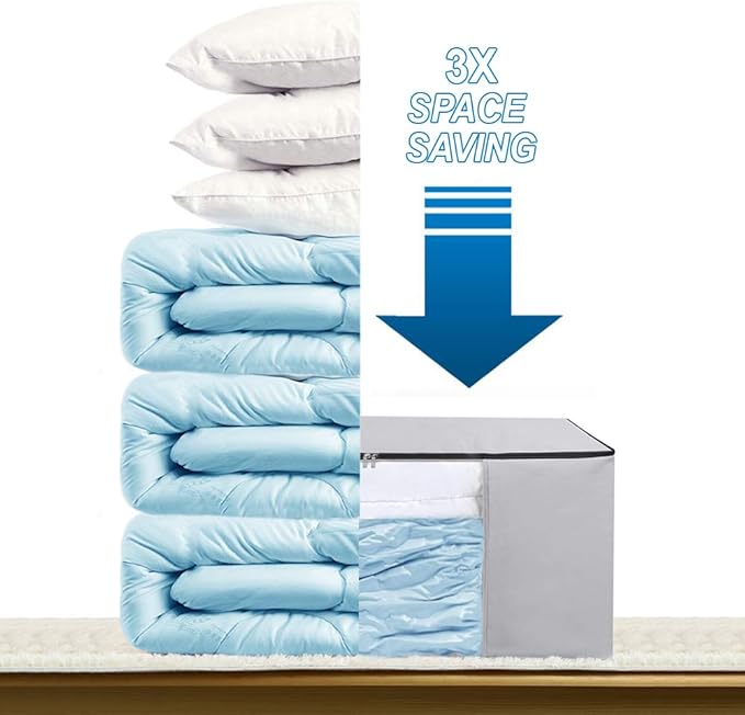 Cube Vacuum Storage Bags, Space Saver Bags, Premium Totes with Cubic Vacuum Compression Seal Bags for Clothing & Bedding. Jum