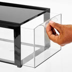 mDesign Plastic Desk Organizer and Storage Bin w/Pull Out Drawer - Stackable Office Storage Container for Office Supplies - D