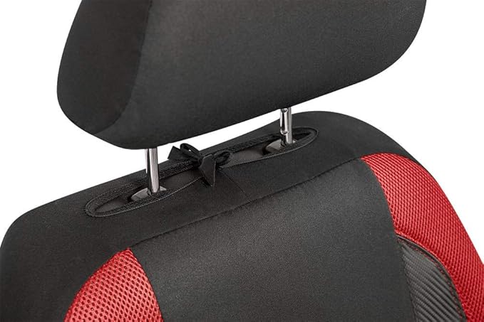 PIC AUTO Low Back Car Seat Covers - Sports Carbon Fiber Mesh Design, Two Front Set, Airbag Compatible, Universal Fit for Most