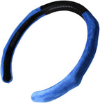 Quick Install Sporty Suede Steering Wheel Cover with Blue Grips Universal fit Any 14.5 to 15 inches Car Sedan Coupe SUV Pickup