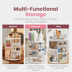 Masirs 360 Rotating Makeup Organizer for Vanity, Adjustable Shelf Height, Large Capacity Cosmetic and Skincare Storage, Lazy 