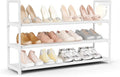 VILICK Shoe Rack for Closet Shoe Organizer Space Saver Storage for 12-15 Pair Shoe Shelf with Hook Free Standing 3 Tier Shoe 