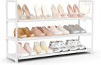 VILICK Shoe Rack for Closet Shoe Organizer Space Saver Storage for 12-15 Pair Shoe Shelf with Hook Free Standing 3 Tier Shoe 