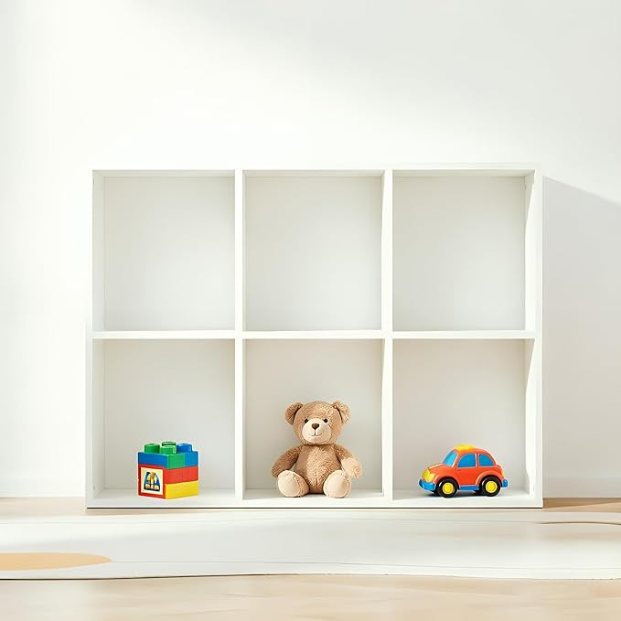6 Cube Storage Organizer with Anti Tipping Kits, Horizontal Vertical Bookshelf Display Shelf with Closed Back Panel, Modern W