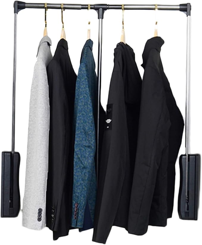 Pull Down Clothes Rail,Extendable Wardrobe Rod,Heavy Duty Hanger,Adjustable Telescopic Lift Rod,for Hanging Clothes Wardrobe,