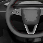 MEWANT Hand Stitched Matte Carbon PU Leather Steering Wheel Cover Wrap for Tesla Model 3 Highland 2023 2024 2025 Steering Wheel Accessories Real Leather