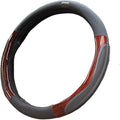 Moyishi Top Leather Steering Wheel Cover Universal Fit Soft Breathable Steering Wheel Wrap (Gray Wood)