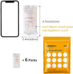 wisedry 50 Gram [6PACKS] Rechargeable Silica Gel Desiccant Packets Fast Reactivate Desiccant Bags Orange to Green indicating