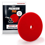 MENZERNA 6 Inch Polishing Pad Heavy Cut for Scratch Repair I Body Repair and Detailing Pads with Safety Edge & Velcro Attachment I Washable & Long Lasting I Thin Pad with Hole for Anti Heat Build-Up