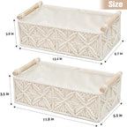 HOSROOME Macrame Storage Basket Boho Decor Baskets for Organizing Woven Decorative for Countertop Toilet Paper Basket for Tan