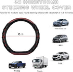 Yourkar Car Steering Wheel Cover, 15 Inch Leather D-Shaped Comfy Grip Steering Wheel Protector, Anti-Slip Steering Wheel Cove