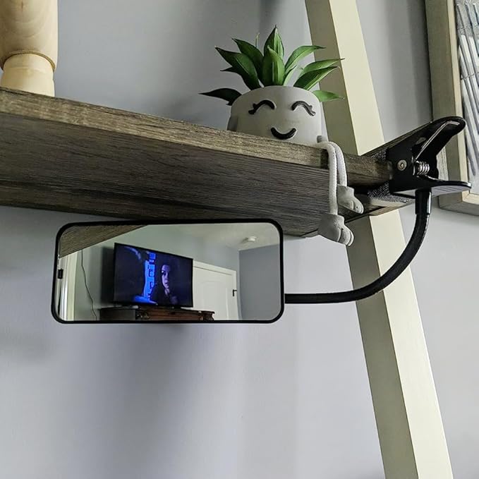 Ampper Glass Clip On Security Mirror, Flexible Convex Cubicle Mirror for Personal Safety and Security Desk Rear View Monitors or Anywhere (6.69" x 2.95", Rectangle)