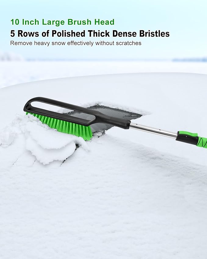 SEAAES 35.5 Inch Snow Brush for Car, Extendable Windshield Ice Scraper with Foam Grip, Snow Scraper Brush for SUV Truck Auto Jeep RV Vehicle Window