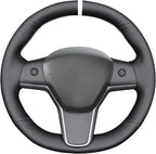 MEWANT Hand Stitched Steering Wheel Cover for Tesla Model 3 2017-2023 / Model Y 2020-2023 for Tesla Model 3/Y Accessories
