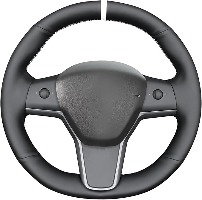 MEWANT Hand Stitched Steering Wheel Cover for Tesla Model 3 2017-2023 / Model Y 2020-2023 for Tesla Model 3/Y Accessories