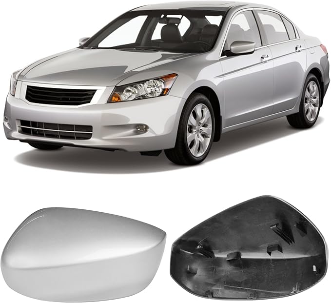 Yumzeco Compatible with Honda Accord Side Mirror Cover Trim 8th Gen 2008 2009 2010 2011 2012, Silver Door Rearview Mirror Cap Replacement for Honda Accord W/O Light Hole - Left Driver Side