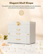 Enthralite Jewelry Box with 3 Drawers: Display Organizer for Earrings Necklaces - Gift for Girls Women (White)