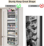 Over The Door Organizer 5-Shelves and 10 Side Pockets, Over The Door Storage for Bathroom Bedroom Nursery, Hanging Door Organ