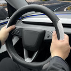 LKWLIKEI Leather Steering Wheel Cover. Elegant Diamond Checkered Design, Non-Slip and Breathable, for Tesla Model 3/Y Steerin