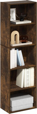 Furinno LUDER Book Shelf, 5-Tier Bookshelf, Bookcase with Open Shelves, 9.4 x 15.8 x 52, Easy Assembly, for Living Room, Bedr