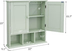TaoHFE Green Bathroom Cabinet,Bathroom Wall Cabinet with 2 Door Adjustable Shelves,Over The Toilet Storage Cabinet,Green Bath