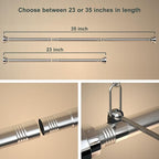 Hanging Closet Rod, Adjustable Width and Height Closet Hanging Organizer (23 or 35 Inch Length), Space-Saving Clothes Hanging