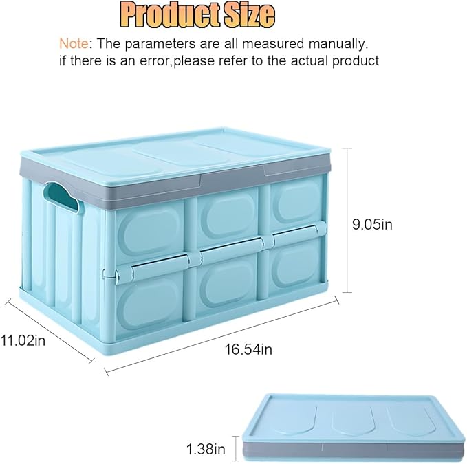 Car Trunk Organizer, Foldable Plastic Cargo Storage Box with Lid, Large Car Tool Container with Handles, Universal Automotive