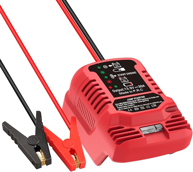 Car Jump Starter Adapter for Milwaukee 18V MAX - 11AWG Heavy Duty Booster Cable for 3.5L Vehicles (Battery Not Included)