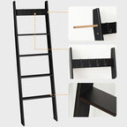HOOBRO Blanket Ladder for Living Room and Bedroom, 5-Tier Wall Leaning Towel Rack for Bathroom, Decorative Ladder Shelf with 