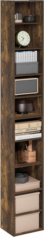 Furinno PASIR Book Shelf, 10-Tier Bookshelf, Bookcase with Open Shelf, 9.2 x 11.8 x 78.7, for Living Room, Bedroom, Home Offi
